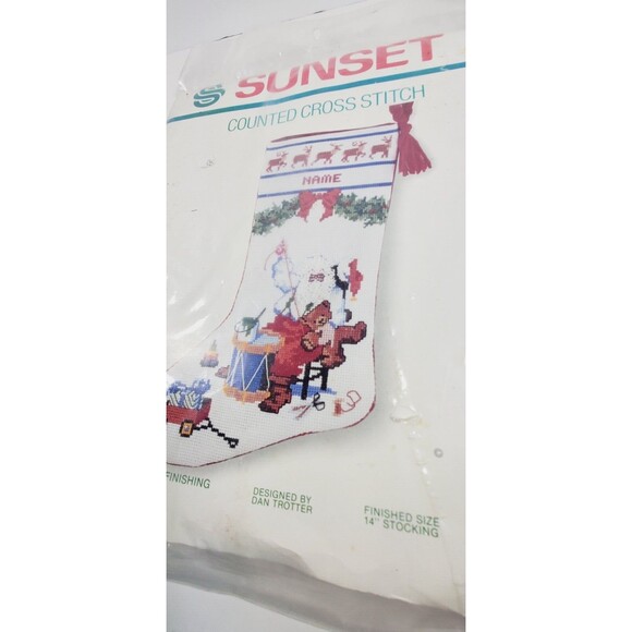 Sunset Counted Cross Stitch Santa's Finishing Touch Stocking Kit #2900 New 1980s - Picture 5 of 6